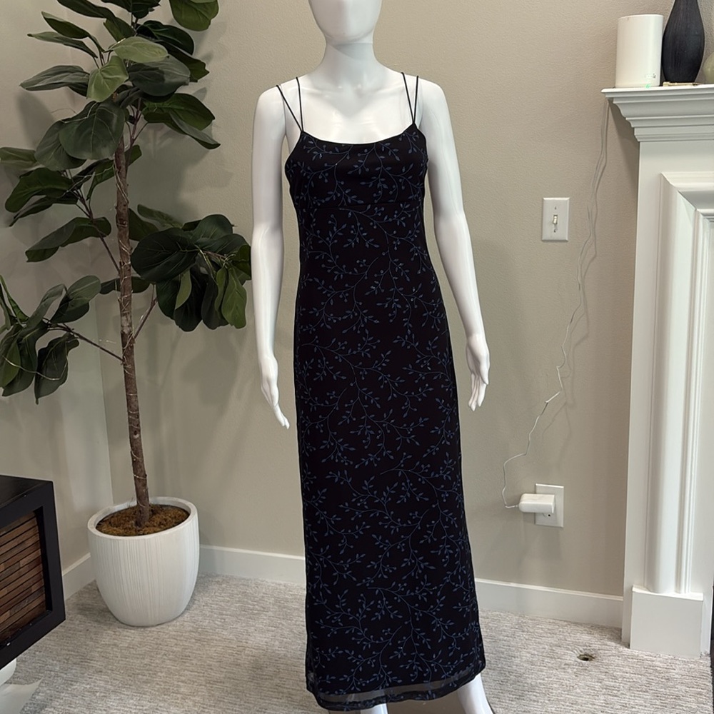 Vintage Byer Too! Floral Vines Glitter Slipdress Size M Empire Maxi Dress Y2K - Picture 14 of 15